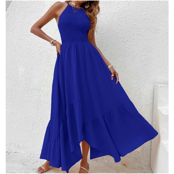 Boho Ruffle Hem Cami Solid Maxi Dress - Picture 7 of 13